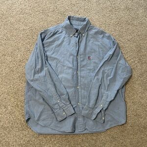 Casual Blue Button Down Shirt with Long Sleeves